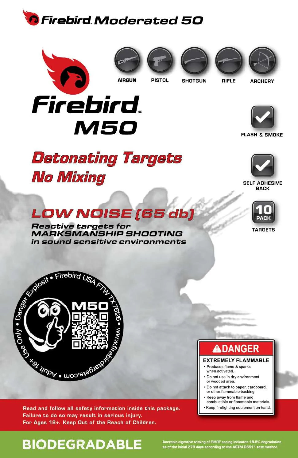 Firebird M50 Moderated - Low-Noise Targets - 10pk