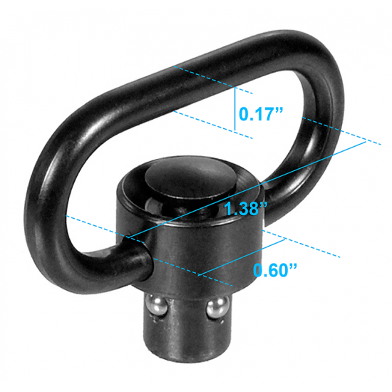 UTG HEAVY DUTY PUSH BUTTON QD SLING SWIVEL, 1.38" LOOP